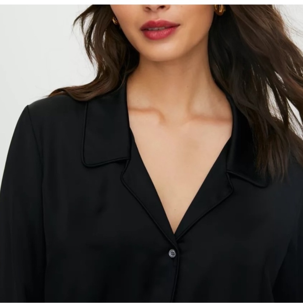 Wilfred satin tie front long sleeve button down blouse - Picture 3 of 9